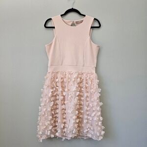 Carla Conti Italy Blush Pink 3D Floral Petal Cutout Back Cocktail Dress Womens L